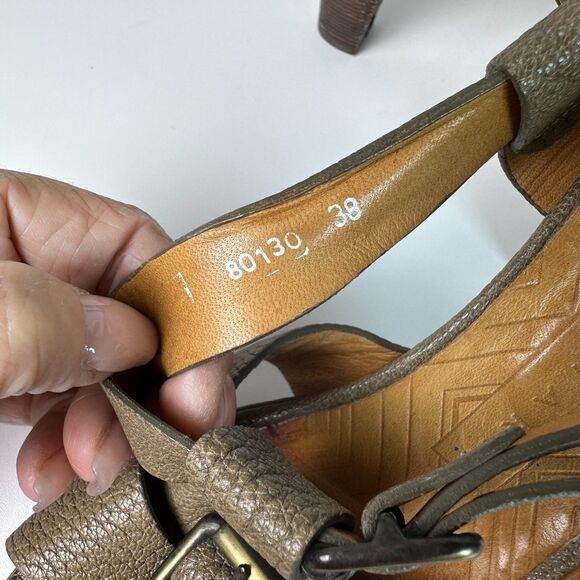 Chie Mihara Xeroco Brown Leather Sandals Heels Womens Size 7.5 US/38 EU - Picture 8 of 11